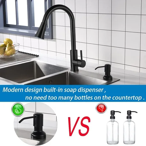 Miniatura 2 de Dispensador de jabón integrado para fregadero de cocina, dispensador de jabón de cocina, juego de bomba de acero inoxidable para jabón o loción