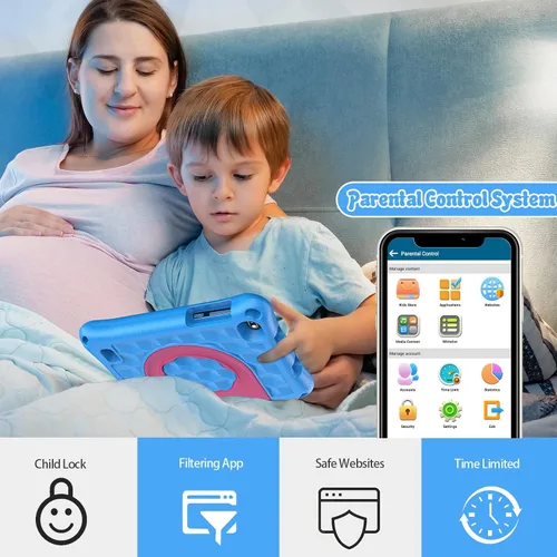 Miniatura 3 de VASOUN Tablet infantil de 7 pulgadas para niños pequeños, Android 13 32 GB de RAM con doble cámara WiFi, control parental, Bluetooth, a prueba