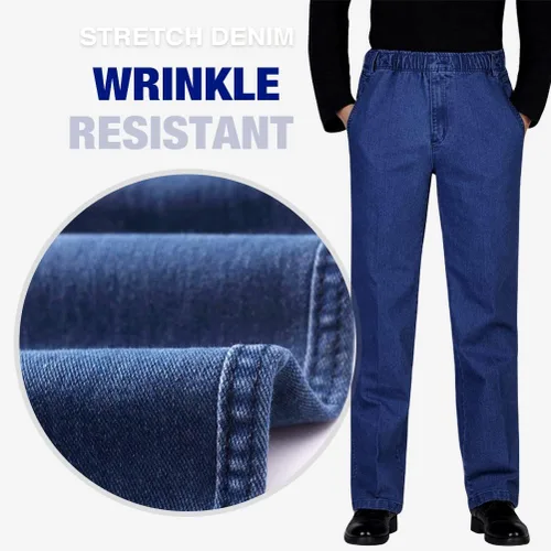 Miniatura 5 de IDEALSANXUN Pantalones de mezclilla de ajuste holgado con cintura elástica para hombre