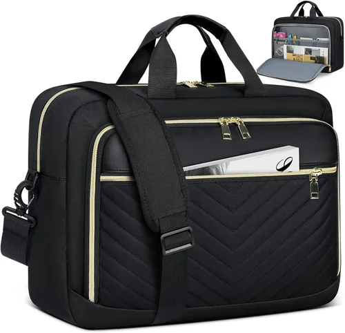 Miniatura 12 de NEWHEY Bolsa para laptop de 17.3 pulgadas, maletín para computadora portátil para mujeres y hombres, bolsa de hombro impermeable, bolsa de mensajero