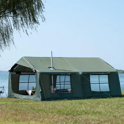 Miniatura 9 de Inflatable Camping Tent with Hand Pump Waterproof Outdoor Blow up Tent 2-8 Person Oxford 4 Season Glamping Air Tent Cabin House with Mesh Windows &