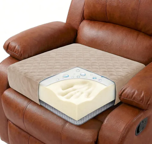 Miniatura 13 de Cojín de asiento para silla reclinable de espuma viscoelástica de 20 x 20 x 3 pulgadas para sentarse durante mucho tiempo, almohadilla para sillón