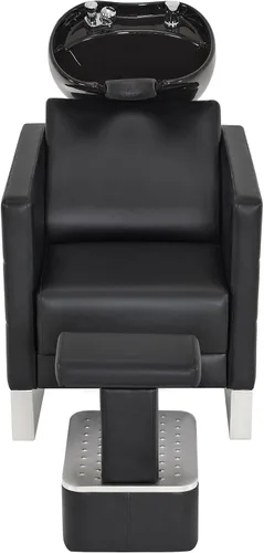 Miniatura 9 de BarberPub Juego de tazones y sillas de cerámica para champú para peluquería, estación de fregadero ajustable para lavado de cabello, estación