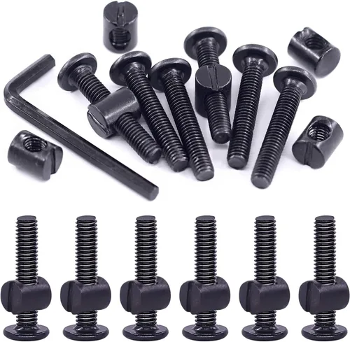 Miniatura 23 de Swpeet 25 tornillos de cabeza hexagonal M6 de 3.150 in, color negro, para cuna, cuna y tuercas de barril con 1 llave Allen, perfecta para muebles