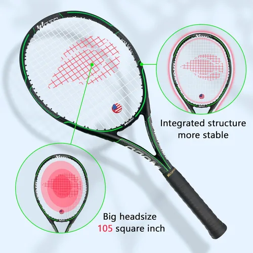 Miniatura 3 de Raqueta de tenis para 2 jugadores para adultos, perfecta para jugadores principiantes y profesionales, raqueta de tenis de velocidad de 27 pulgadas