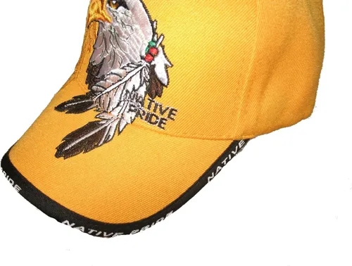 Miniatura 2 de Gorra de bola bordada de color amarillo con águila nativa india del orgullo nativo americano