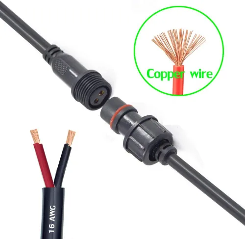 Miniatura 4 de Conector impermeable de 2 cables, conector LED macho hembra de 16 AWG de 2 pines con cable de extensión IP65, 7.9 in para automóvil, tira de luces