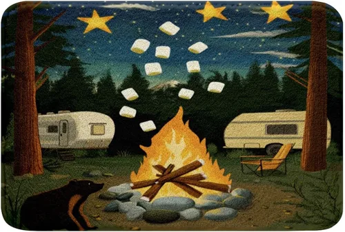 Miniatura 39 de Erosebridal Happy Camping - Tapete de baño para cámper, autocaravana, auto, alfombra de baño marrón de granja 3D, alfombra de baño con patas