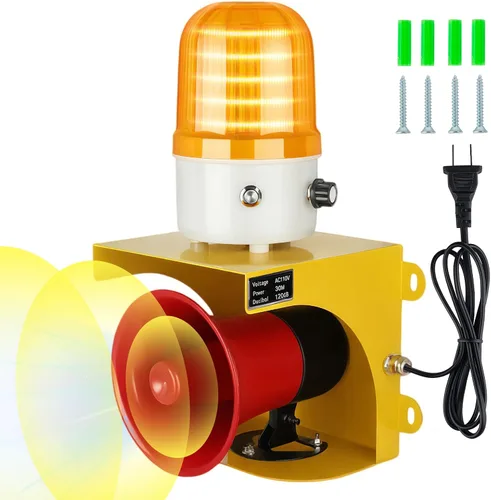 Miniatura 8 de AC110V Sirena Industrial de Alarma con Luz Estroboscópica - Bocina Fuerte de 120dB y Luz de Advertencia de Baliza Roja Impermeable para Emergencias
