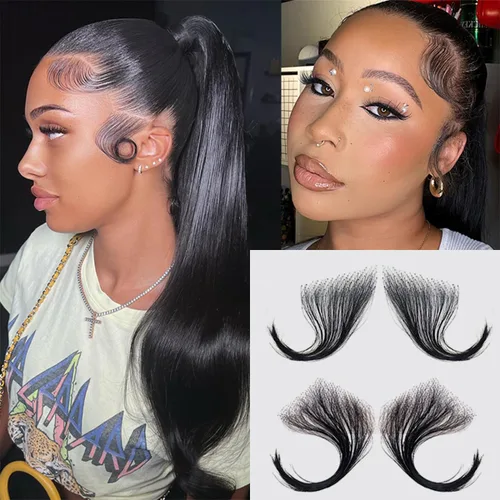 Miniatura 12 de Celebrity Bordes de pelo de bebé, encaje HD, cabello humano transparente, línea de cabello invisible reutilizable, borde instantáneo, rayas