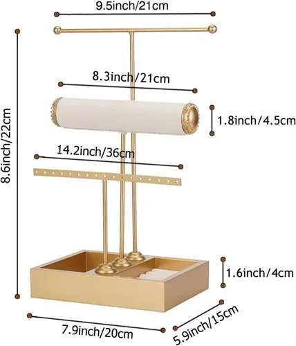 Miniatura 4 de Organizador de joyas de 3 niveles para colgar, organizador de joyas para aretes, collares, pulseras, anillos, perfumes, caja organizadora