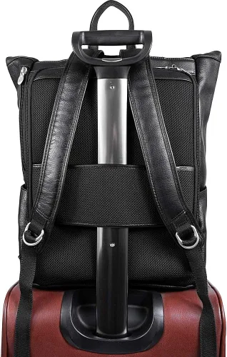 Miniatura 4 de McKleinUSA Serie S, Kennedy, cuero de becerro de grano de guijarro, mochila para portátil de doble acceso de 17 pulgadas, color negro (88735)