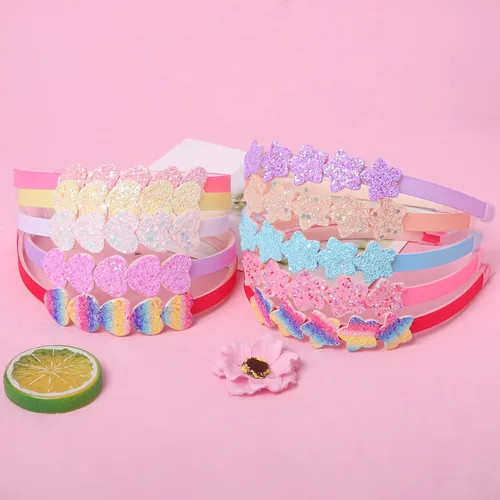 Miniatura 6 de Diademas para niñas, 10 unidades, diadema brillante para bebé, bandas para el cabello con purpurina, bandas coloridas para la cabeza para niñas