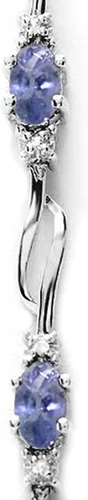 Miniatura 2 de Galaxy Gold GG Pulsera de tenis de oro blanco macizo de 14 quilates con tanzanita y diamantes
