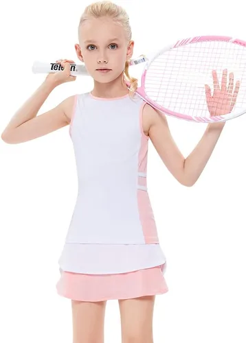 Traje de golf y tenis para niños y niñas, vestido sin mangas, camiseta sin mangas, pantalones deportivos, con bolsillos cortos, 3-12 años