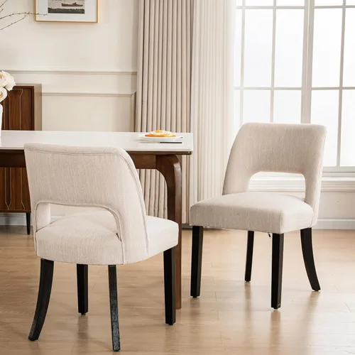 Miniatura 31 de VKNOW Juego de 2 sillas de comedor de madera, silla de comedor tapizada en tela moderna, silla de cocina, silla de cena de granja para cocina y Verde