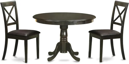 Miniatura 7 de East West Furniture HLBO3-CAP-C - Juego de mesa de comedor de 3 piezas para espacios pequeños, contiene una mesa de comedor redonda con pedestal y 2