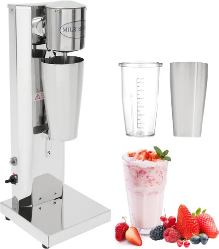 Máquina eléctrica para hacer batidos, máquina comercial de batido de leche de acero inoxidable con 2 tazas de 22.0 fl oz/taza 110 V 180 W, mezclador