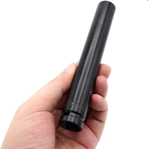 Miniatura 5 de Toma de impacto profundo de 1/2 pulgada por 0.551 in, acero CR-V tratado térmicamente de 6 pulgadas de longitud, tamaño métrico de 6 puntos