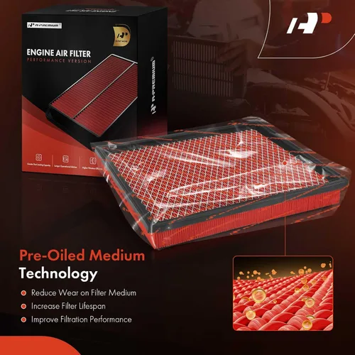 Miniatura 4 de A-Premium Filtro de aire de motor previamente engrasado de alto rendimiento compatible con Nissan, Jeep, Infiniti y Suzuki - Armada, Frontier