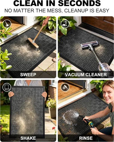 Miniatura 4 de Mibao Tapete para puerta delantera, resistente y duradero, tapete de bienvenida para interiores y exteriores, atrapador de suciedad, impermeable