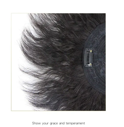 Miniatura 5 de RemeeHi Peluca de cabello humano rizado natural de repuesto esponjoso sin costuras con clip en la parte superior para mujeres, cabello fino, grande