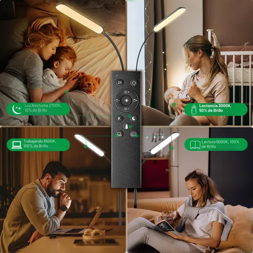 Miniatura 6 de Yikuneng Lámpara de pie LED regulable, lámparas de lectura superbrillantes, lámpara de pie con control remoto y táctil, atenuación continua y Negro
