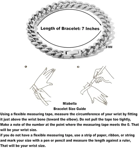 Miniatura 7 de Tuewut Pulsera de eslabones cubanos de acero inoxidable de 0.315in para hombresmujeresniños, platachapado en oro de 18 quilates de 789 pulgadas