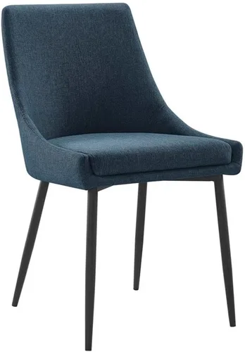 Miniatura 3 de Modway Vizconde - Sillas de comedor laterales tapizadas de tela en color negro y azul - Juego de 2
