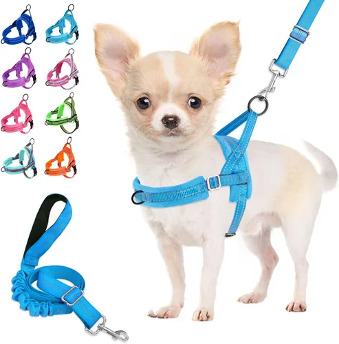 Miniatura 17 de Arnés para perro Lukove sin tirón y juego de correa, arnés suave acolchado para perros pequeños, arnés reflectante ajustable en cuello y pecho