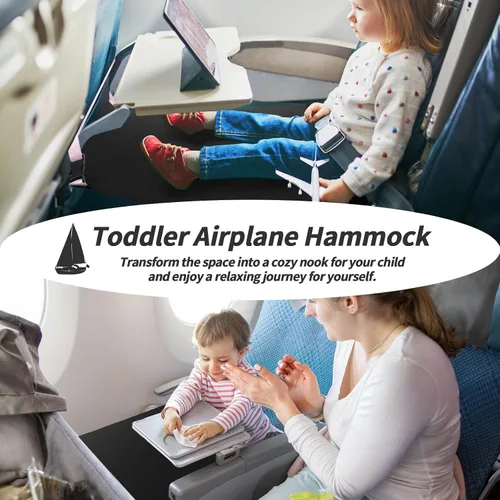 Miniatura 2 de Cama de avión para niños pequeños, extensor de asiento de avión portátil para niños, artículos esenciales de viaje en avión para niños pequeños