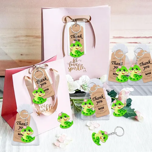 Miniatura 6 de El paquete de 60 recuerdos de fiesta de serpientes incluye 20 llaveros de serpiente, 20 etiquetas de agradecimiento, 20 bolsas de regalo para fiesta