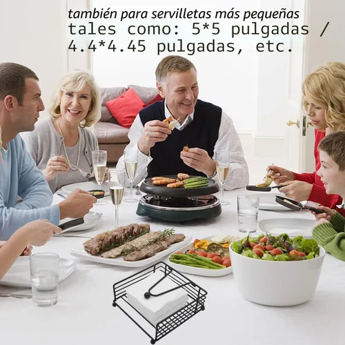 Miniatura 7 de hiwafifi Servilletero para mesa, dispensador de servilletas plano con brazo pesado, soporte cuadrado de papel de cóctel de elegante hierro rústico