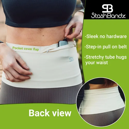 Miniatura 6 de StashBandz Unisex Travel Money Belt, Running Belt, Fanny and Waist Pack, 4 Large Security Pockets -1 Zipper Pocket, Fits All Size Phones Passport