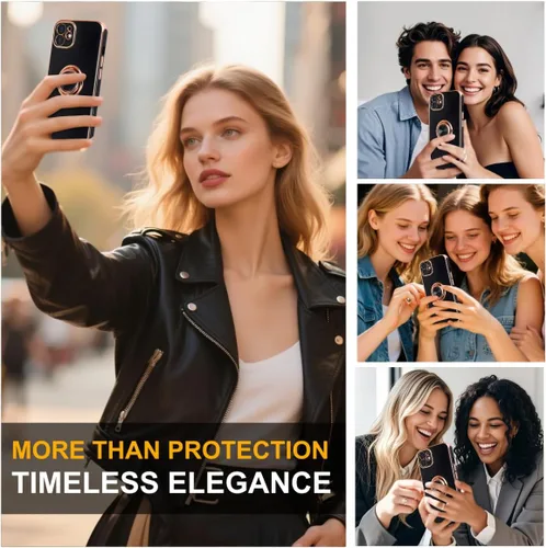 Miniatura 4 de Funda diseñada para iPhone 11, soporte de anillo giratorio de 360° integrado, soporte magnético de silicona suave, cubierta protectora ultra delgada