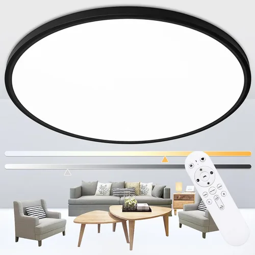 Miniatura 10 de Modernas lámparas LED de techo regulables con control remoto, montaje empotrado ultrafino de 15.4 pulgadas con luz nocturna, 36 W, 4500 LM