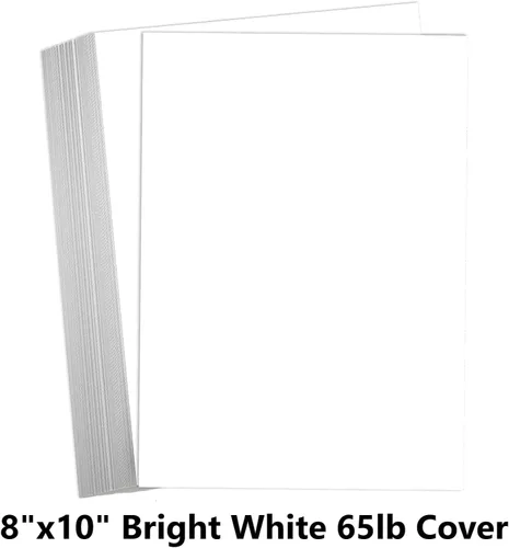 Miniatura 2 de Hamilco Cartulina blanca - Cartulina blanca - Cartulina en blanco de 8 x 10 pulgadas, 65 libras, paquete de 50 (brillante)