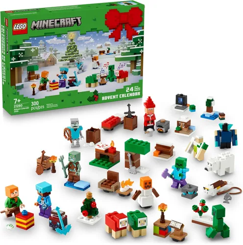 LEGO Calendario de Adviento Minecraft 2025 - Juguete de construcción para niños, set de cuenta regresiva para vacaciones para niños y niñas, edades
