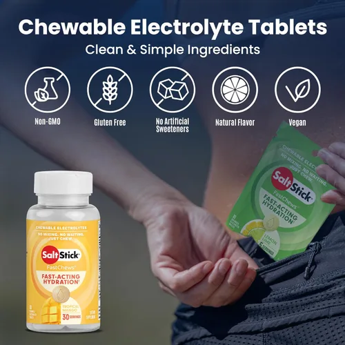 Miniatura 4 de SaltStick FastChews, tabletas de repuesto de electrolitos para rehidratación, ejercicio, senderismo y recuperación deportiva, botella de 60 tabletas