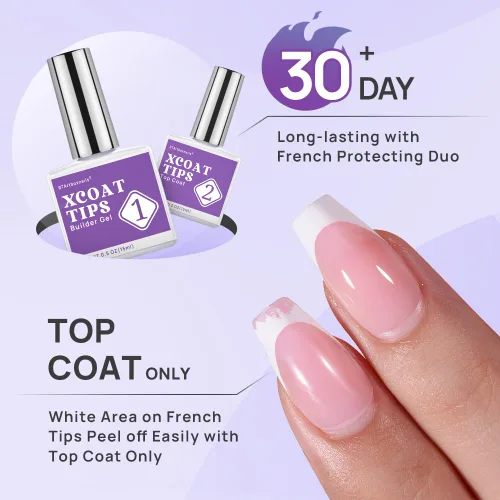Miniatura 2 de BTArtboxnails XCOATTIPS - Gel protector constructor para uñas, sin astillado para efecto de peluquería, más de 30 días, larga duración, 0.5 onzas