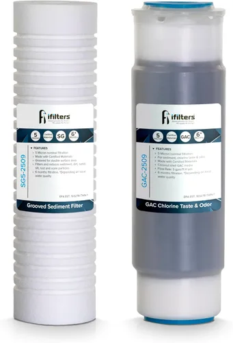 iFilters Sistema de filtro de agua de 2 etapas para toda la casa - Juego de repuesto de cartuchos de filtro de agua para sedimentos y CTO compatible