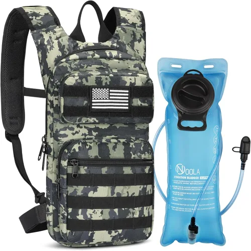 Miniatura 10 de NOOLA Mochila de hidratación con vejiga de agua de TPU de 3 L, mochila táctica de agua Molle para hombres y mujeres, paquete de hidratación