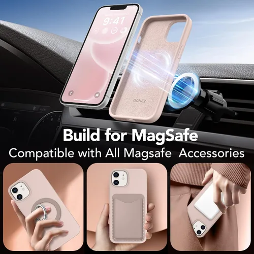 Miniatura 351 de GONEZ Funda de silicona para iPhone 15 Pro Max, compatible con Magsafe, protector de cámara + protector de pantalla, forro de microfibra suave