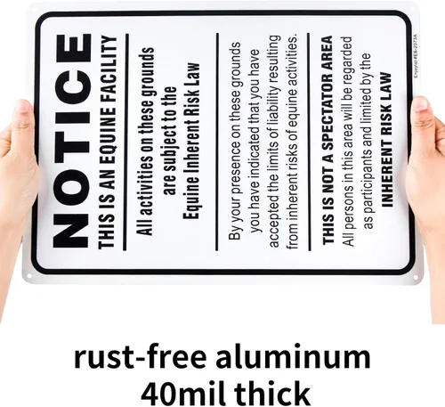 Miniatura 3 de Señal de responsabilidad equina, estatuto de caballos, establo de granero, 10 x 14 pulgadas, aluminio libre de óxido .040, reflectante, protegido