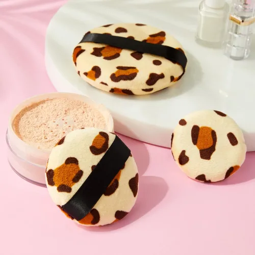 Miniatura 2 de Glamlily Paquete de 24 polvos de maquillaje con estampado de leopardo para polvo suelto y prensado, extra grande, grande, pequeño (3 tamaños)