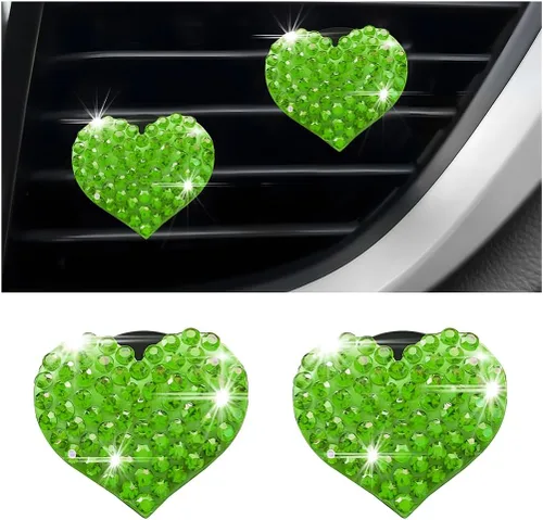 Miniatura 11 de Osilly Clips brillantes para ventilación de automóvil, 2 piezas de clip de salida de aire acondicionado con dije de corazón, accesorios de diamantes