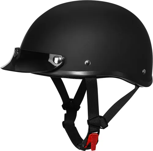 Miniatura 9 de Casco de media cara para motocicleta con diseño de calavera y crucero, aprobado por DOT Brillo negro