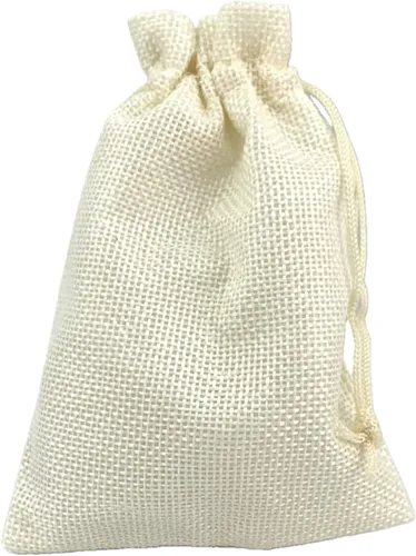Miniatura 40 de Palmhomee Paquete de 20 bolsas de regalo de arpillera con cordón, bolsas de joyería de lino, bolsas de yute de boda para joyas y bolsas