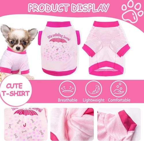 Miniatura 6 de 4 camisas para perro, ropa para perros de primavera y verano, lindo patrón, suave y transpirable, camiseta para mascotas, ropa para cachorros
