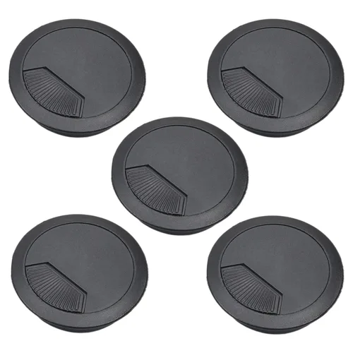 5 tapas organizadora de alambre de plástico negro con ojales de escritorio de 2-3/8 pulgadas/2.362 in Negro 5 piezas.